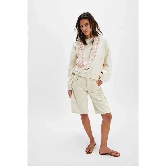 NWT FREE PEOPLE Headscarf Hoodie $128 MEDIUM Buttercup Combo